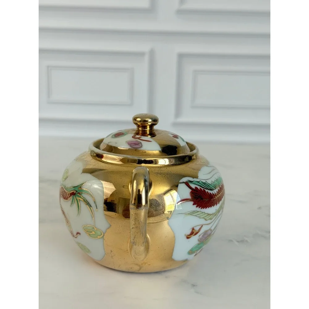 VTG Asian DragonWare and Phoenix 22K Gilded Sugar and Creamer